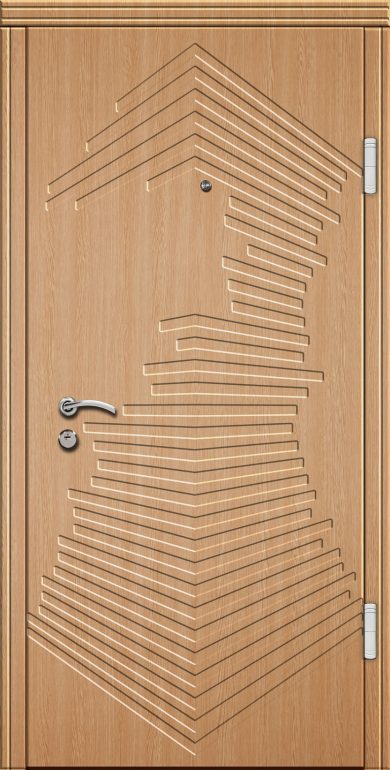 Входная дверь Стандарт 80 960x2050 Правая, Снаружи: 3D фрезеровка Ф110 Венге светлый, Внутри: 3D фрезеровка Ф110 Венге светлый