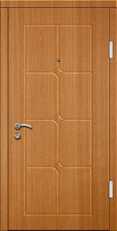 Входная дверь Эконом 60 960x2050 Правая, Снаружи: Обычный рисунок Ф100 Дуб натуральный, Внутри: Обычный рисунок Ф100 Дуб натуральный