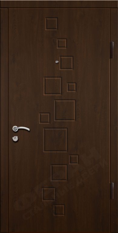 Входная дверь Стандарт 80 960x2050 Правая, Снаружи: Обычный рисунок Ф205 V Орех темный, Внутри: Обычный рисунок Ф205 V Орех темный