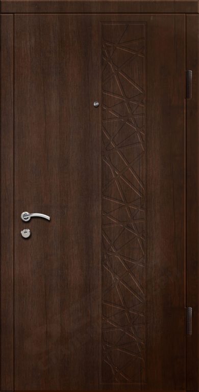 Входная дверь Стандарт 80 960x2050 Правая, Снаружи: Обычный рисунок Ф208 Тик тёмный, Внутри: Обычный рисунок Ф208 Тик тёмный